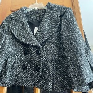 New Designer VERTIGO PARIS   swing jacket. size XL Charcoal and Silver.